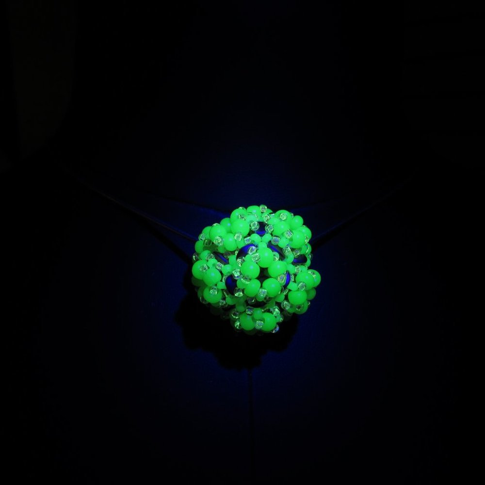 Handwoven Uranium and Glow in the dark Pendant